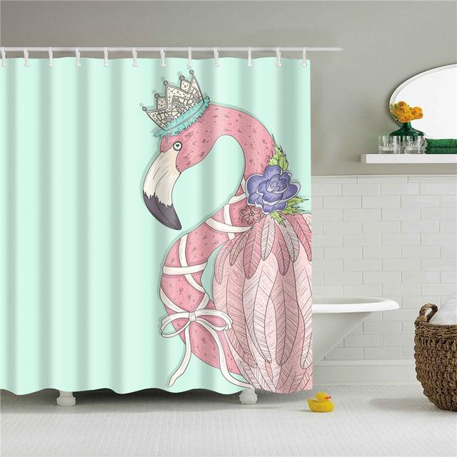 Roze Flamingo Douchegordijn met Kroon