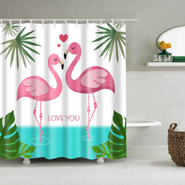 Douchegordijn Verliefde Roze Flamingo's