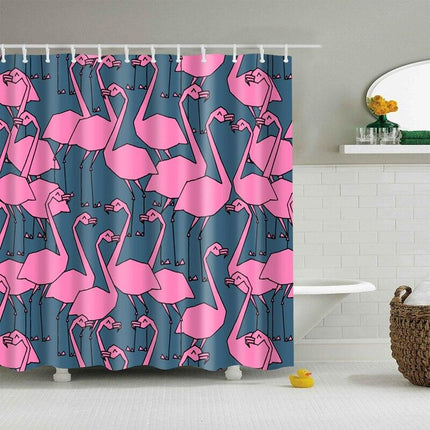 Design Douchegordijn met Roze Flamingo's