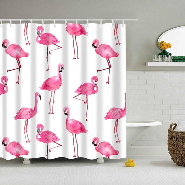 Douchegordijn met tropische flamingo print