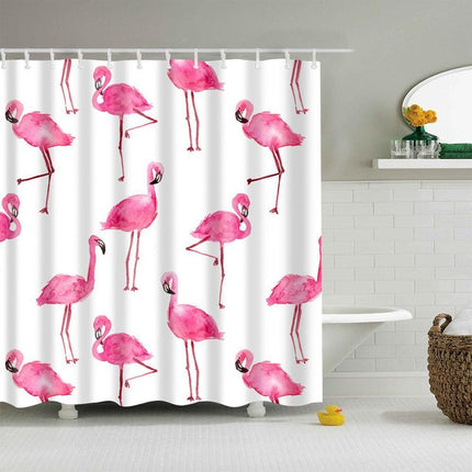 Douchegordijn met tropische flamingo print