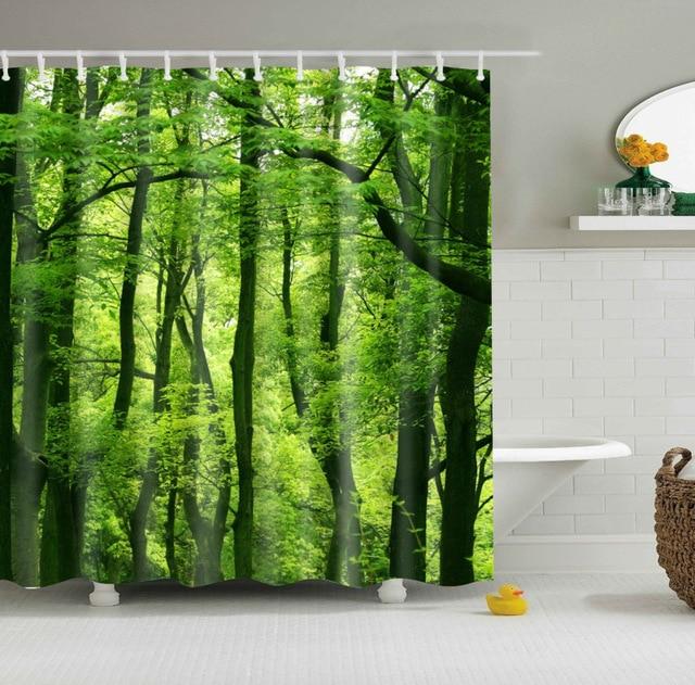 Douchegordijn met print van groen bos