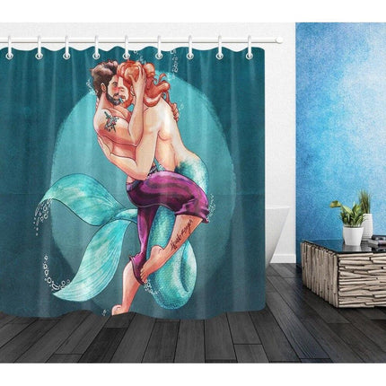 Douchegordijn met gay art zeemeermannen