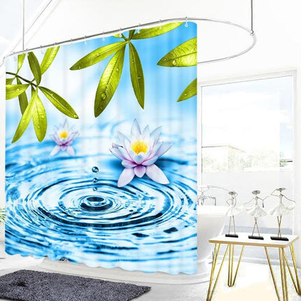 Douchegordijn met waterlelie en waterdruppels