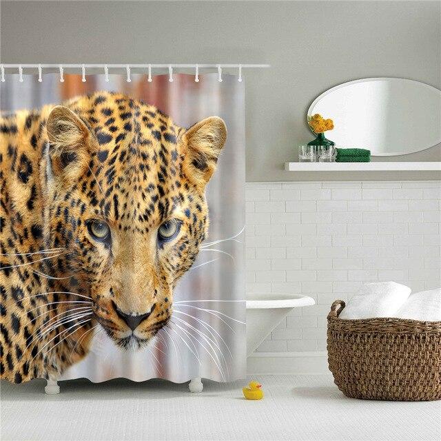 Douchegordijn met luipaard fotoprint