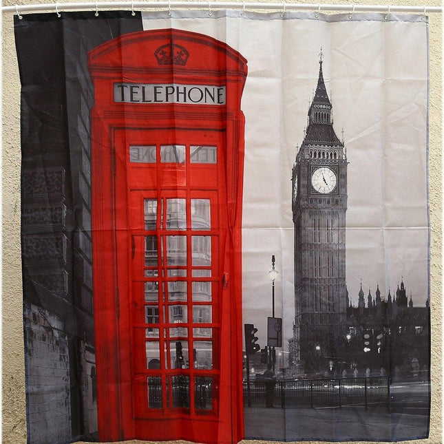 Douchegordijn rode telefooncel Londen
