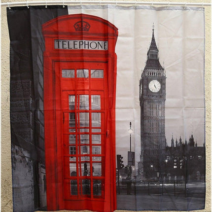 Douchegordijn rode telefooncel Londen