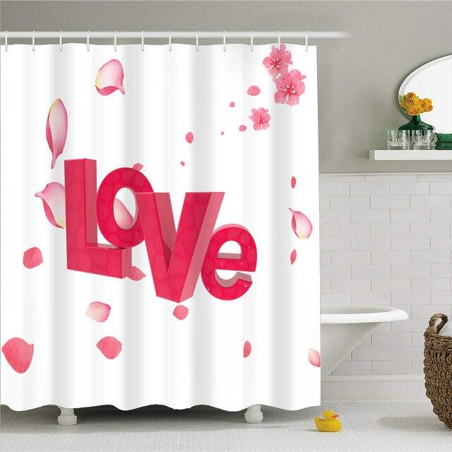 Romantisch douchegordijn met 'Love' print