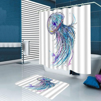 Waterverf douchegordijn met een kwal