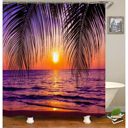 Douchegordijn met zonsondergang op zee