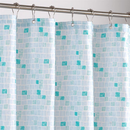 Douchegordijn met blauw mozaïek patroon