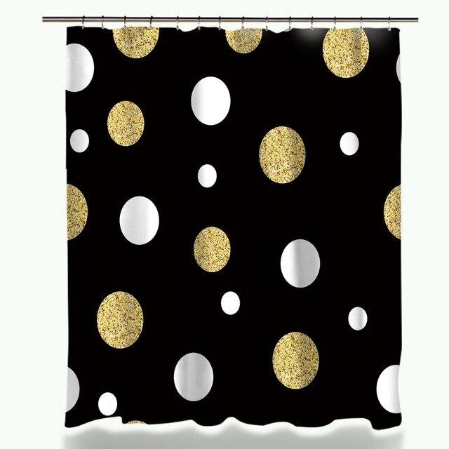 Zwart douchegordijn met gouden glitterstippen