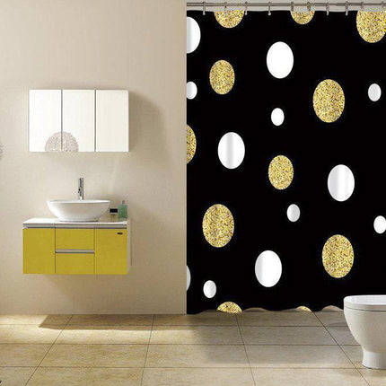 Zwart douchegordijn met gouden glitterstippen