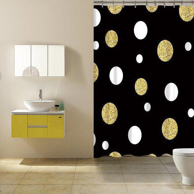 Zwart douchegordijn met gouden glitterstippen