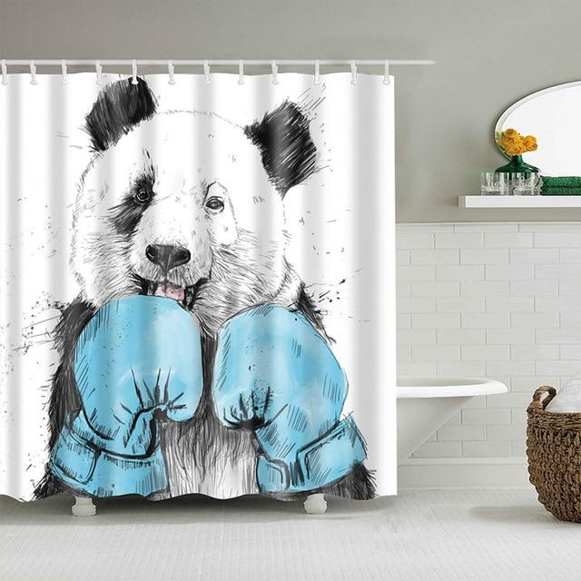 Grappig Douchegordijn met Boksende Panda