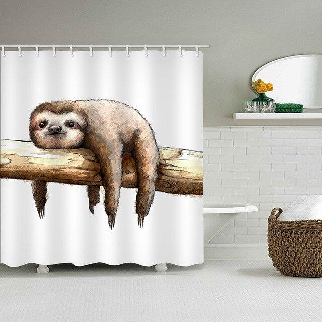 Douchegordijn met schattige luiaard tekening