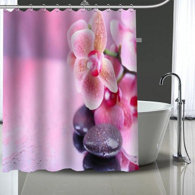 Lichtpaars douchegordijn met orchideeën print