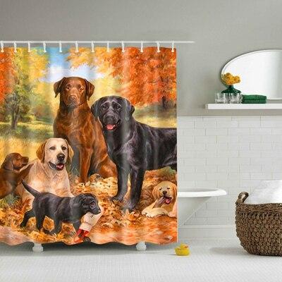 Douchegordijn met schilderij van honden