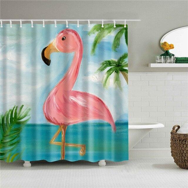 Geschilderd Douchegordijn Roze Flamingo