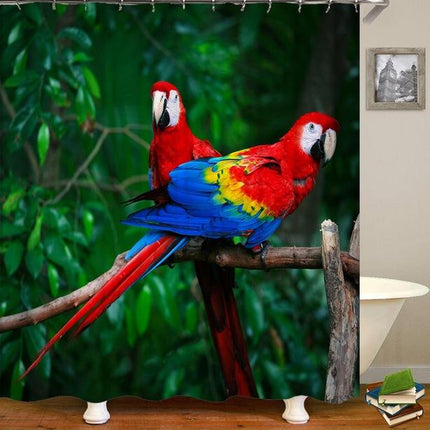 Douchegordijn met rode ara papegaaien