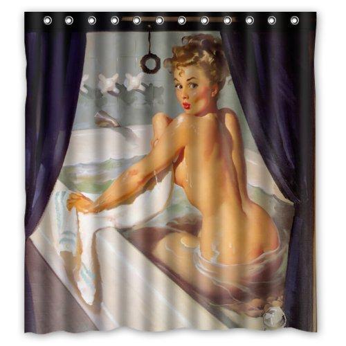 Retro douchegordijn met pin-up print