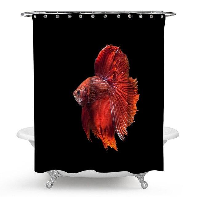 Douchegordijn met rode Betta vis