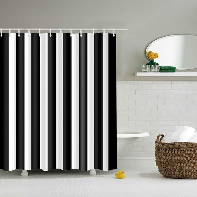 Zwart-wit gestreept douchegordijn voor badkamer