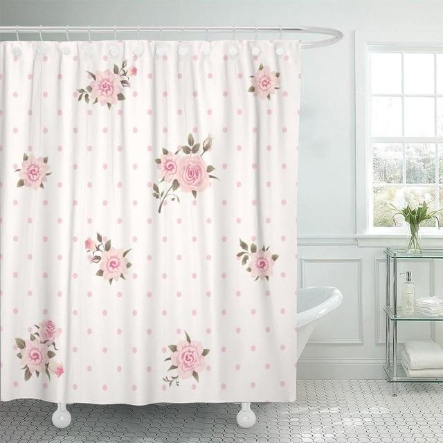 Shabby chic douchegordijn met roze rozen