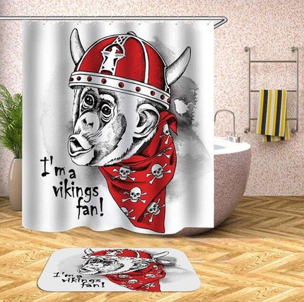 Douchegordijn met Grappige Aap Viking