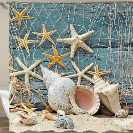 Douchegordijn maritieme stijl met zeesterren