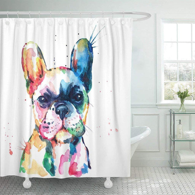 Artistiek douchegordijn met aquarel hond