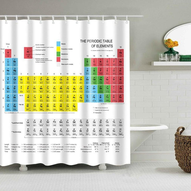 Douchegordijn met het periodiek systeem
