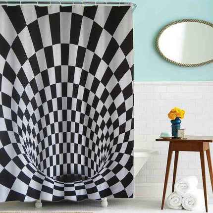 Douchegordijn met 3D optische illusie print