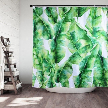Douchegordijn met groene bananenblad print