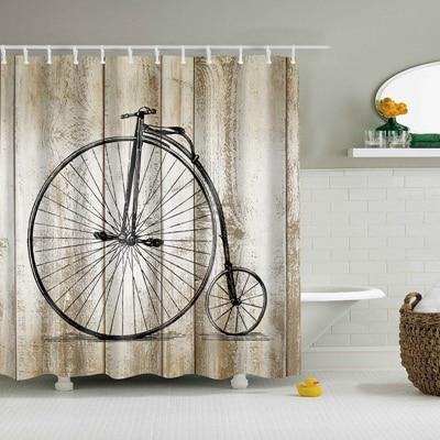 Douchegordijn met retro fiets print