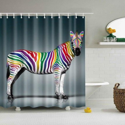 Veelkleurig Douchegordijn met Regenboog Zebra