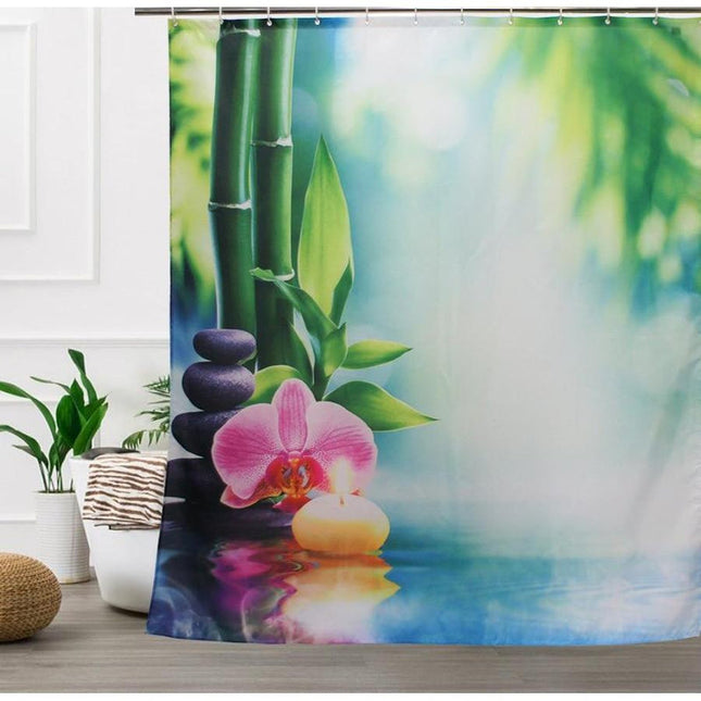 Zen douchegordijn met bamboe orchidee