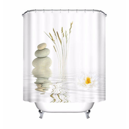 Wit zen douchegordijn met waterlelie