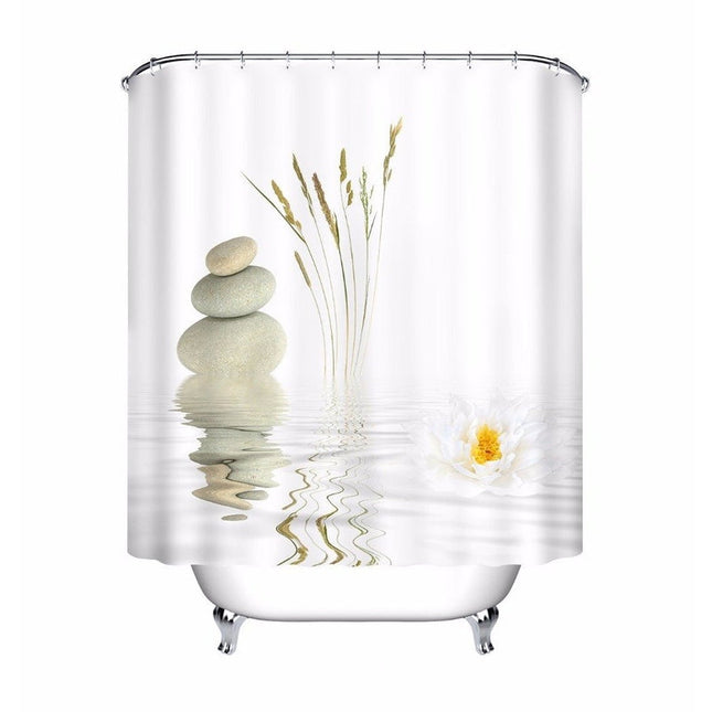 Wit zen douchegordijn met waterlelie