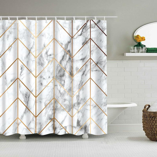 Douchegordijn geometrisch marmer goud design